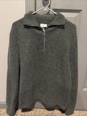 H&M Men's Dark Gray Quarter-Zip Knit Sweater